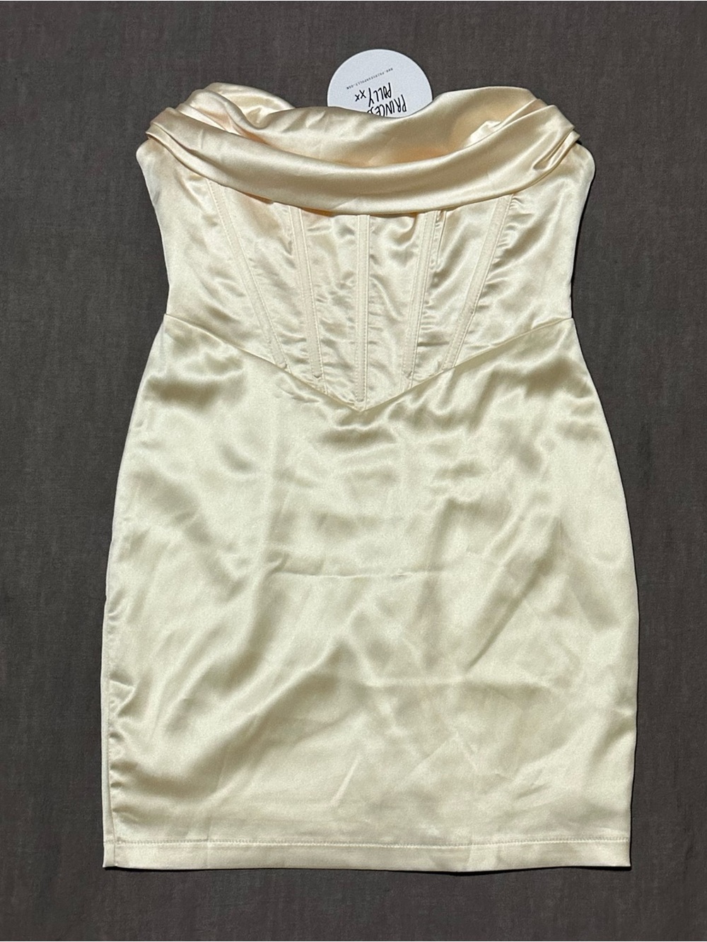 🆕 Princess Polly Strapless Satin Dress in Champagne